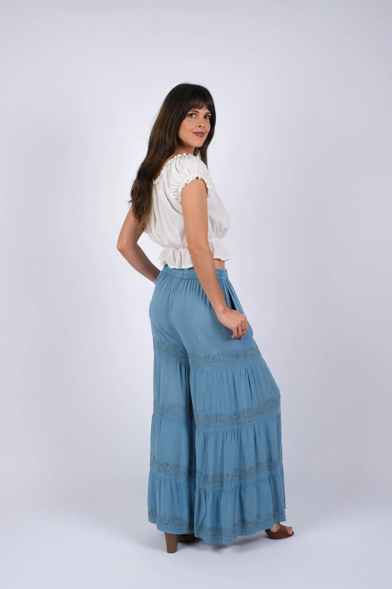 225224 Embroidered Artisan Blue Pants