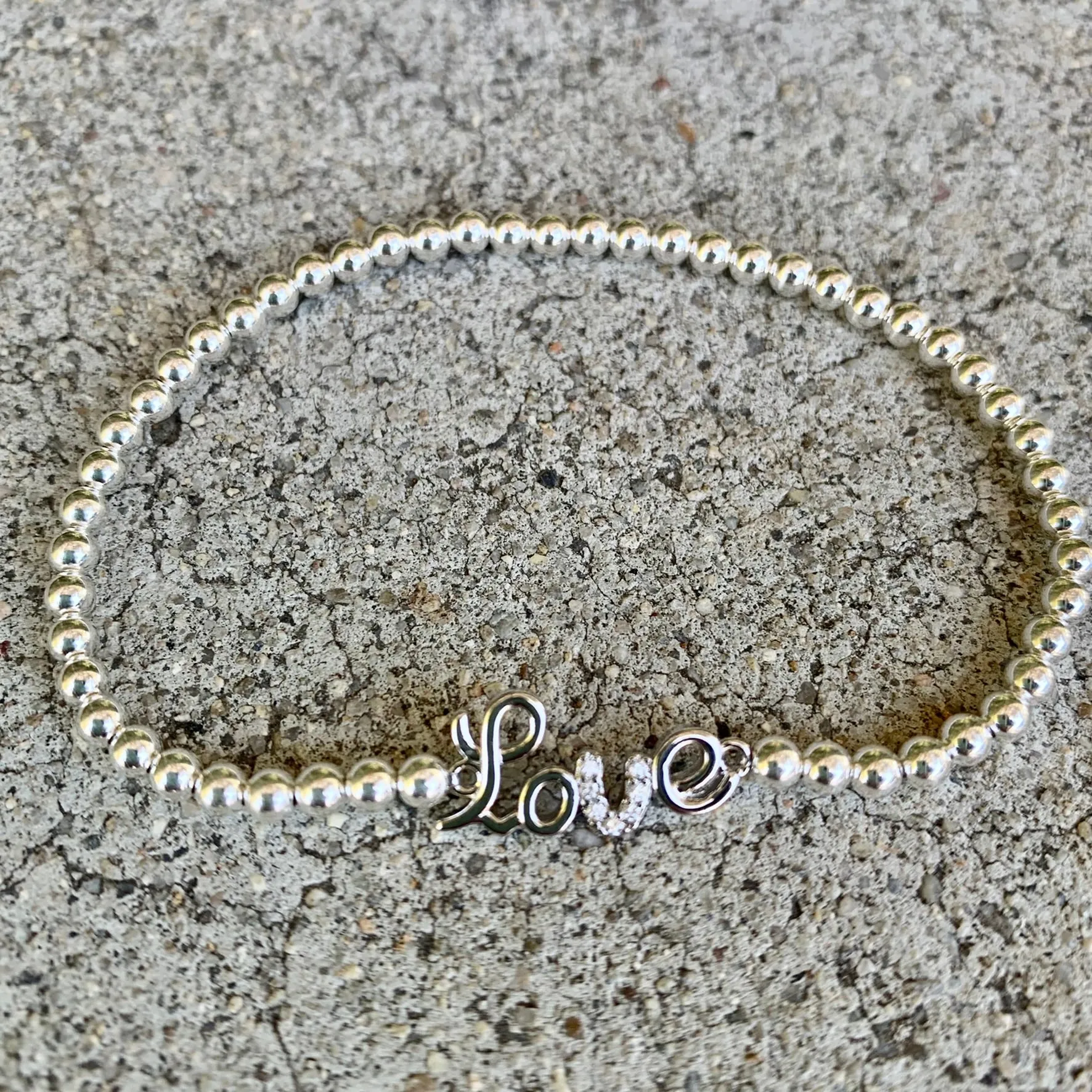 4mm Beaded Delicate "LOVE" Bracelet
