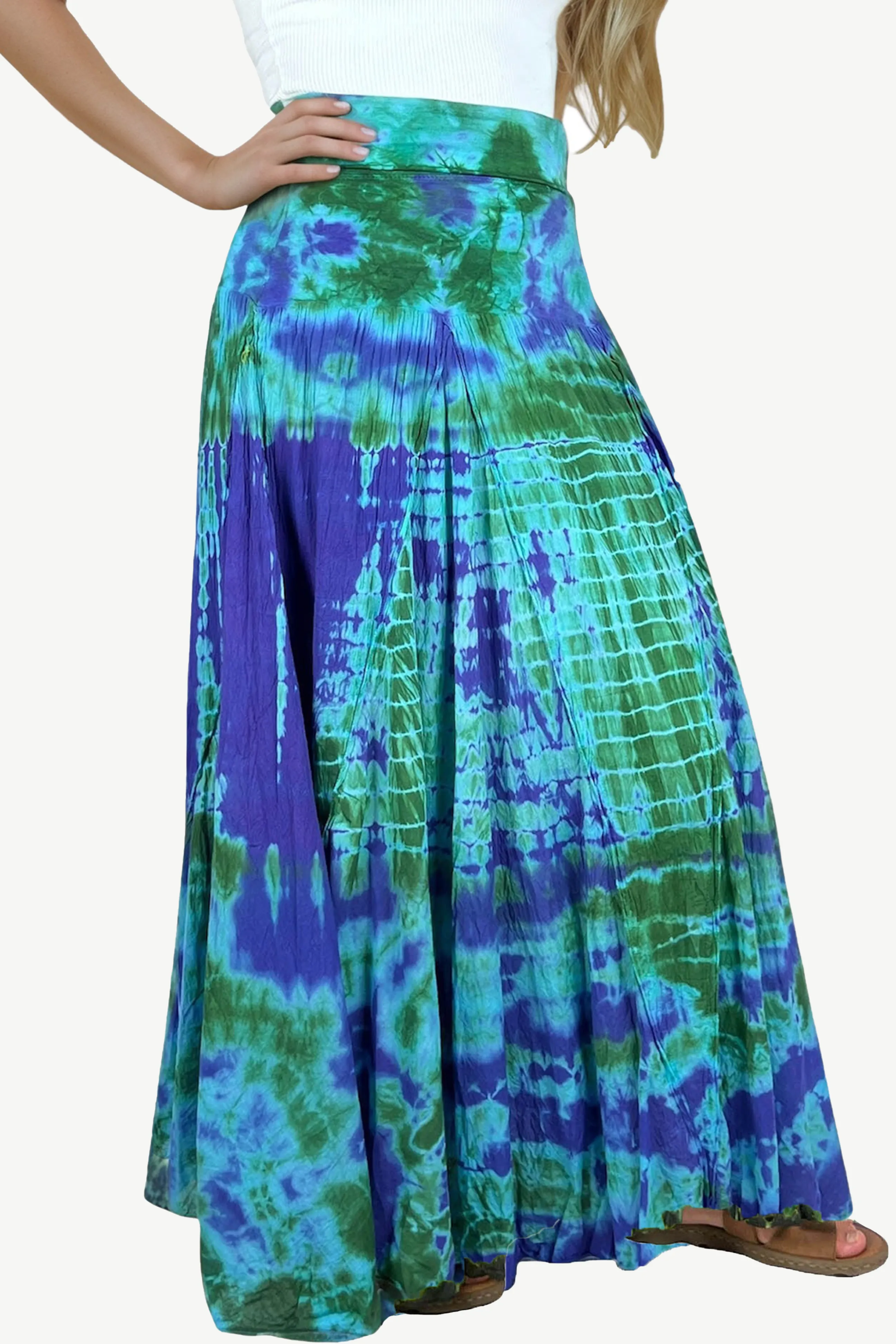 61 SKT Soft Cotton Convertible Lined Tie Dye Gypsy Skirt Dress ~ Purple Multi