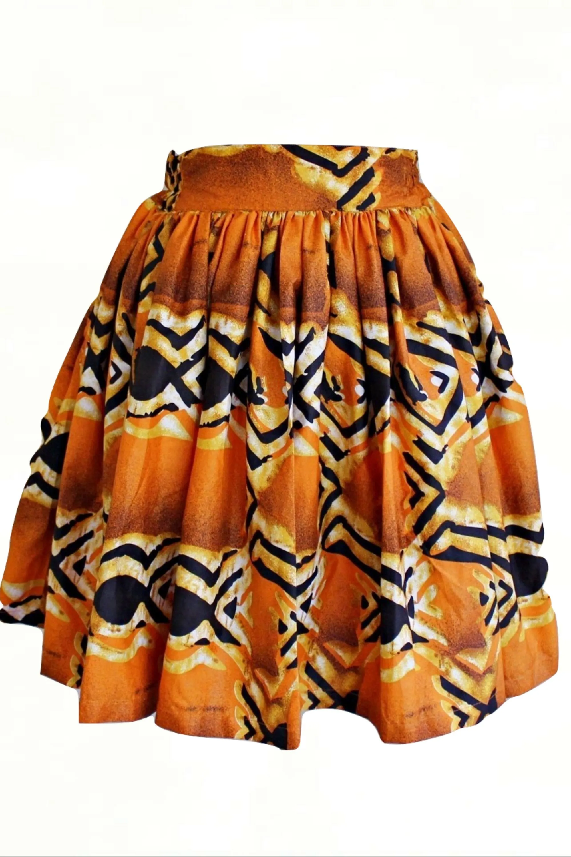 Ayo African Print Mini Skirt - Orange / Black