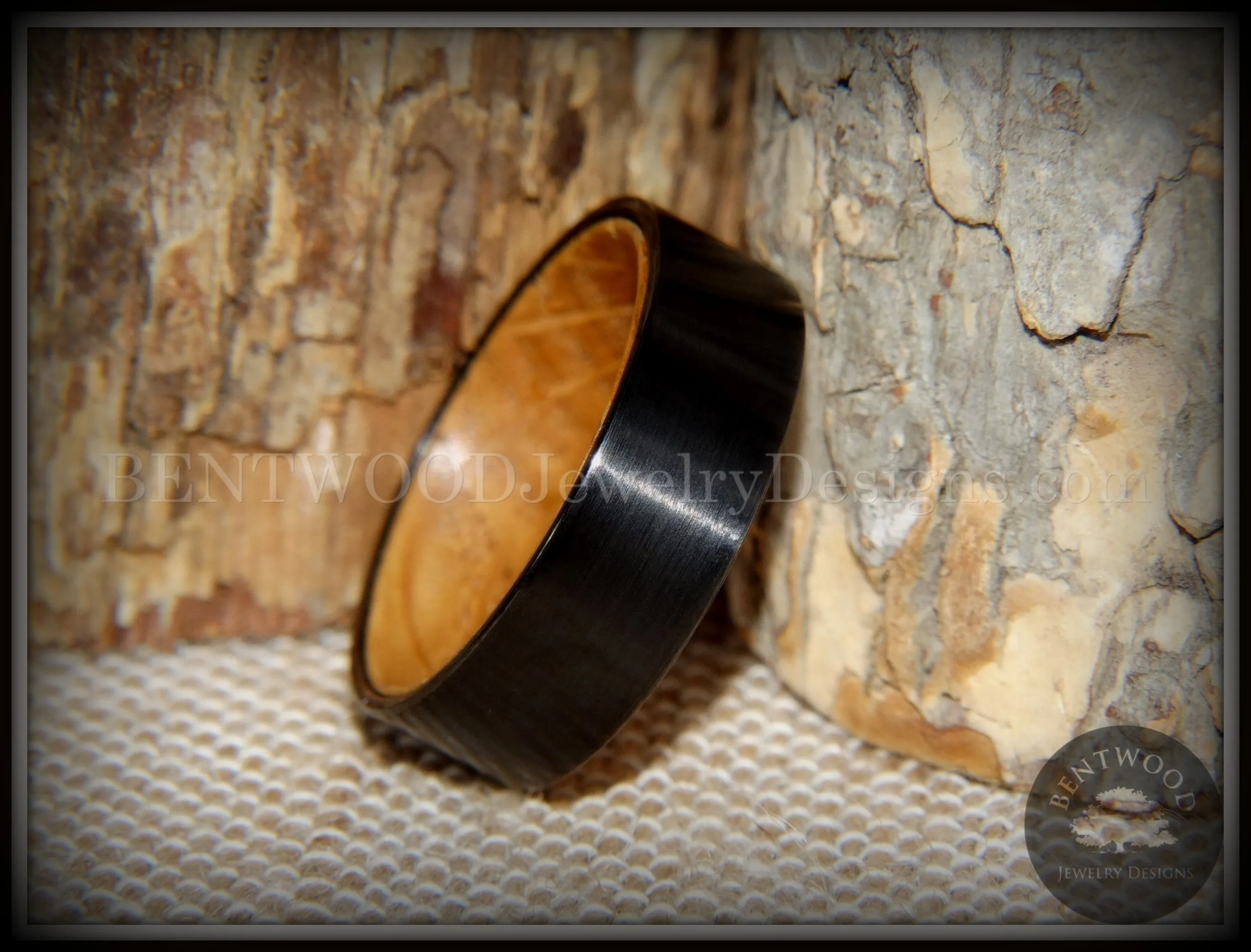Bentwood Ring - "Rugged & Refined" Whiskey Oak and Tungsten Carbide Black