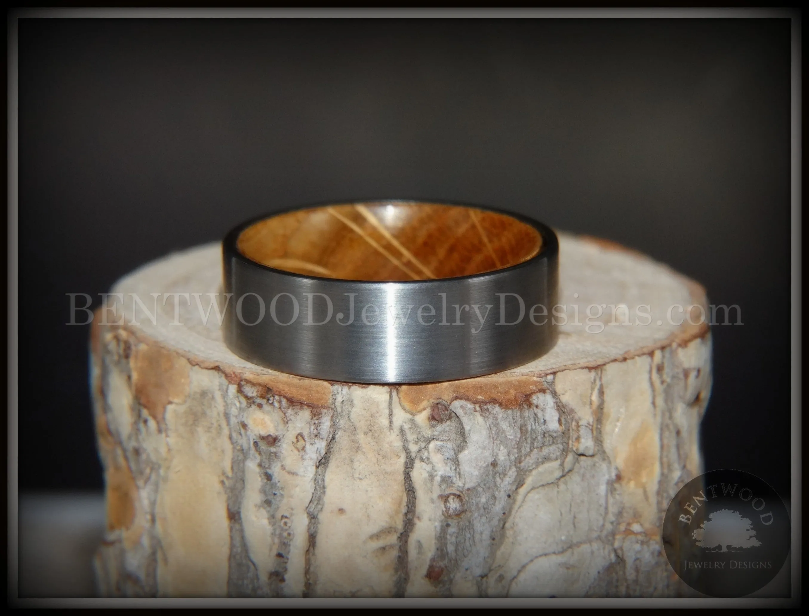 Bentwood Ring - "Rugged & Refined" Whiskey Oak and Tungsten Carbide Silver