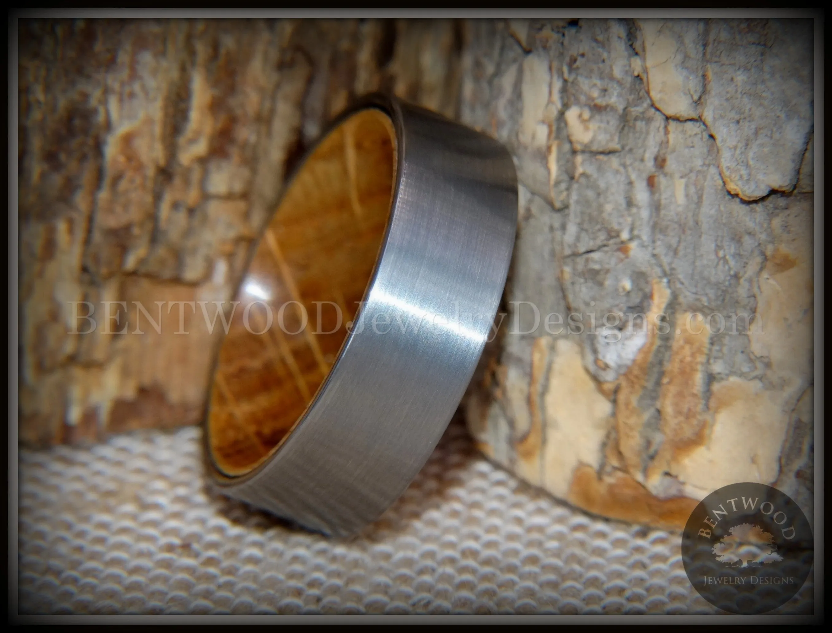Bentwood Ring - "Rugged & Refined" Whiskey Oak and Tungsten Carbide Silver