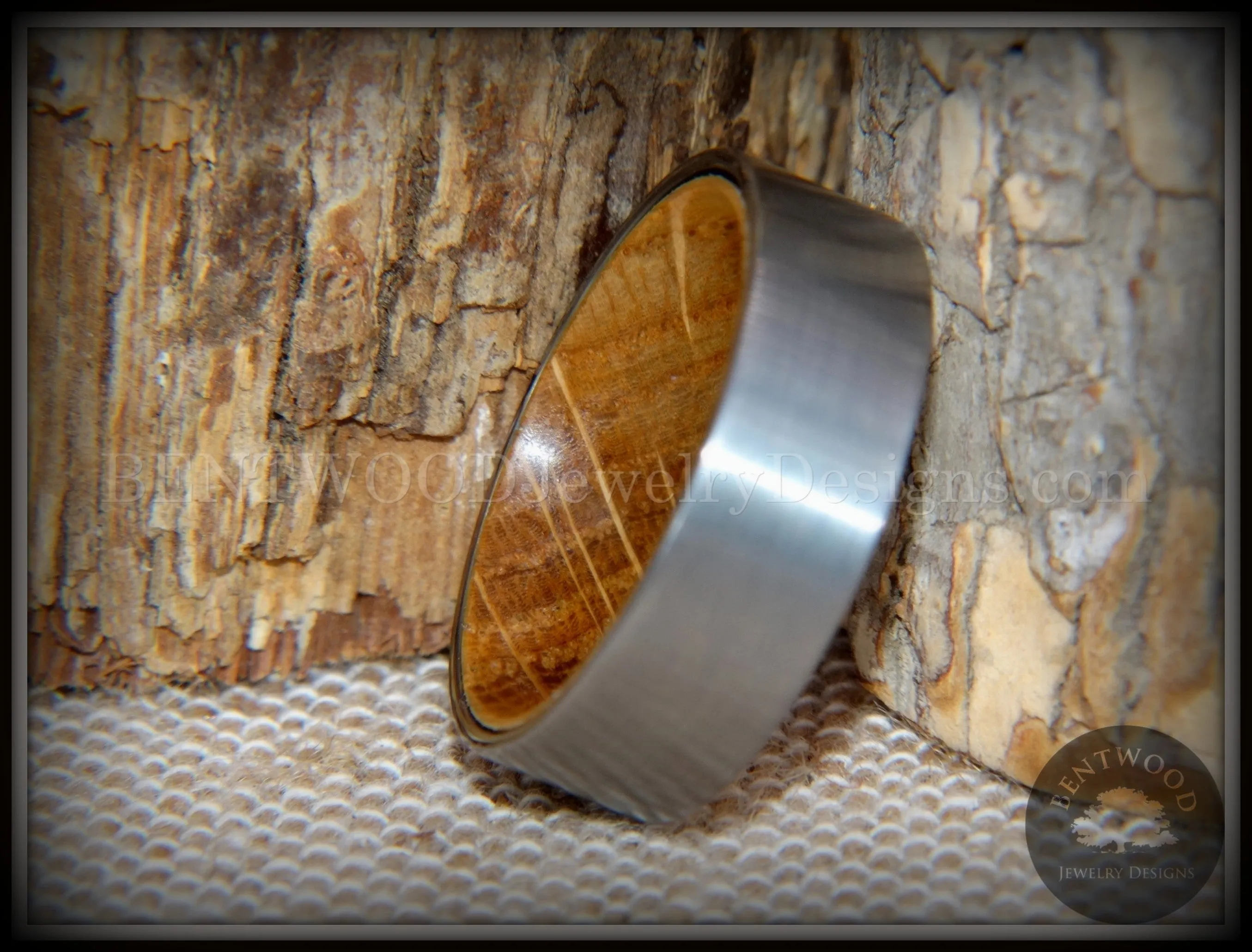 Bentwood Ring - "Rugged & Refined" Whiskey Oak and Tungsten Carbide Silver