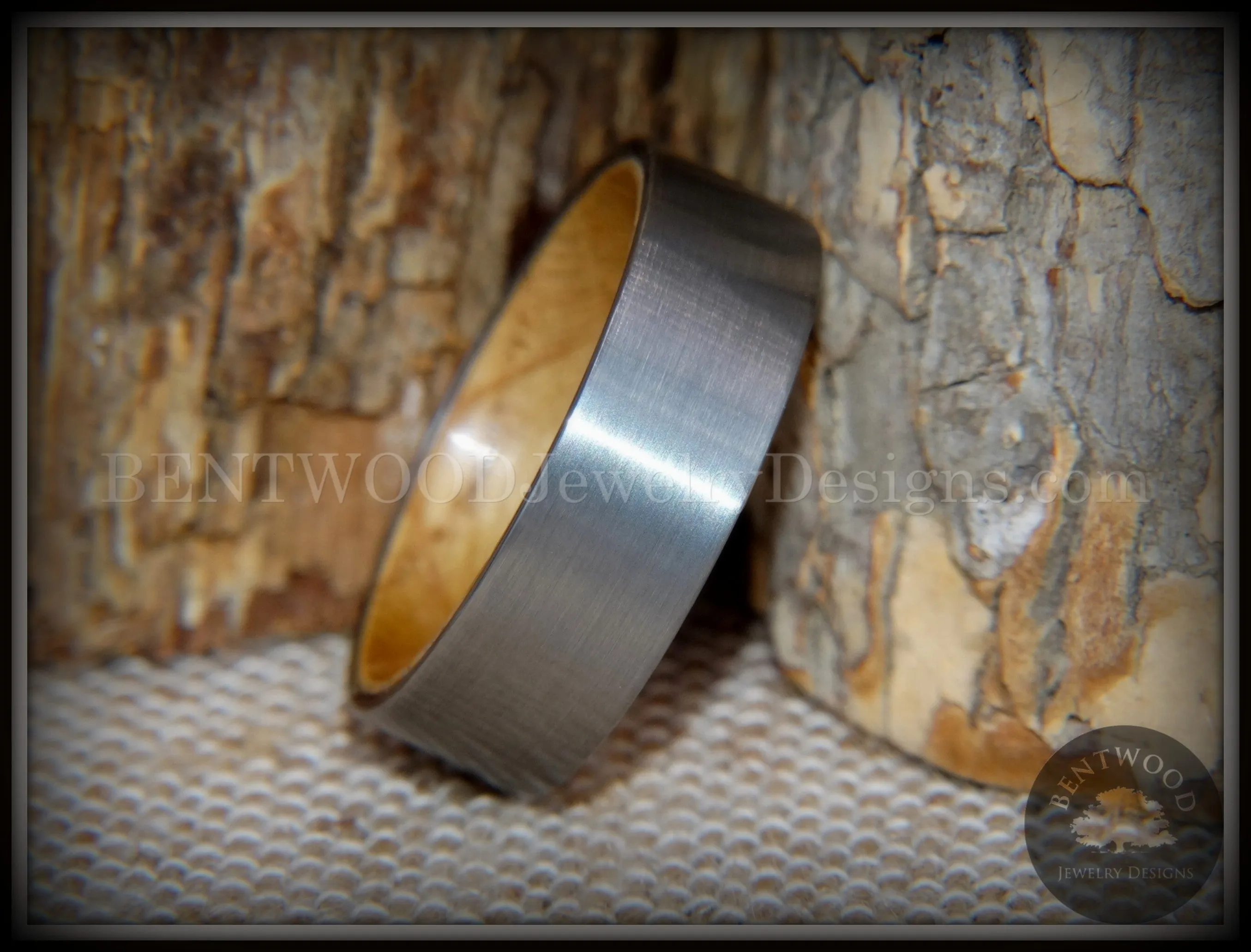 Bentwood Ring - "Rugged & Refined" Whiskey Oak and Tungsten Carbide Silver