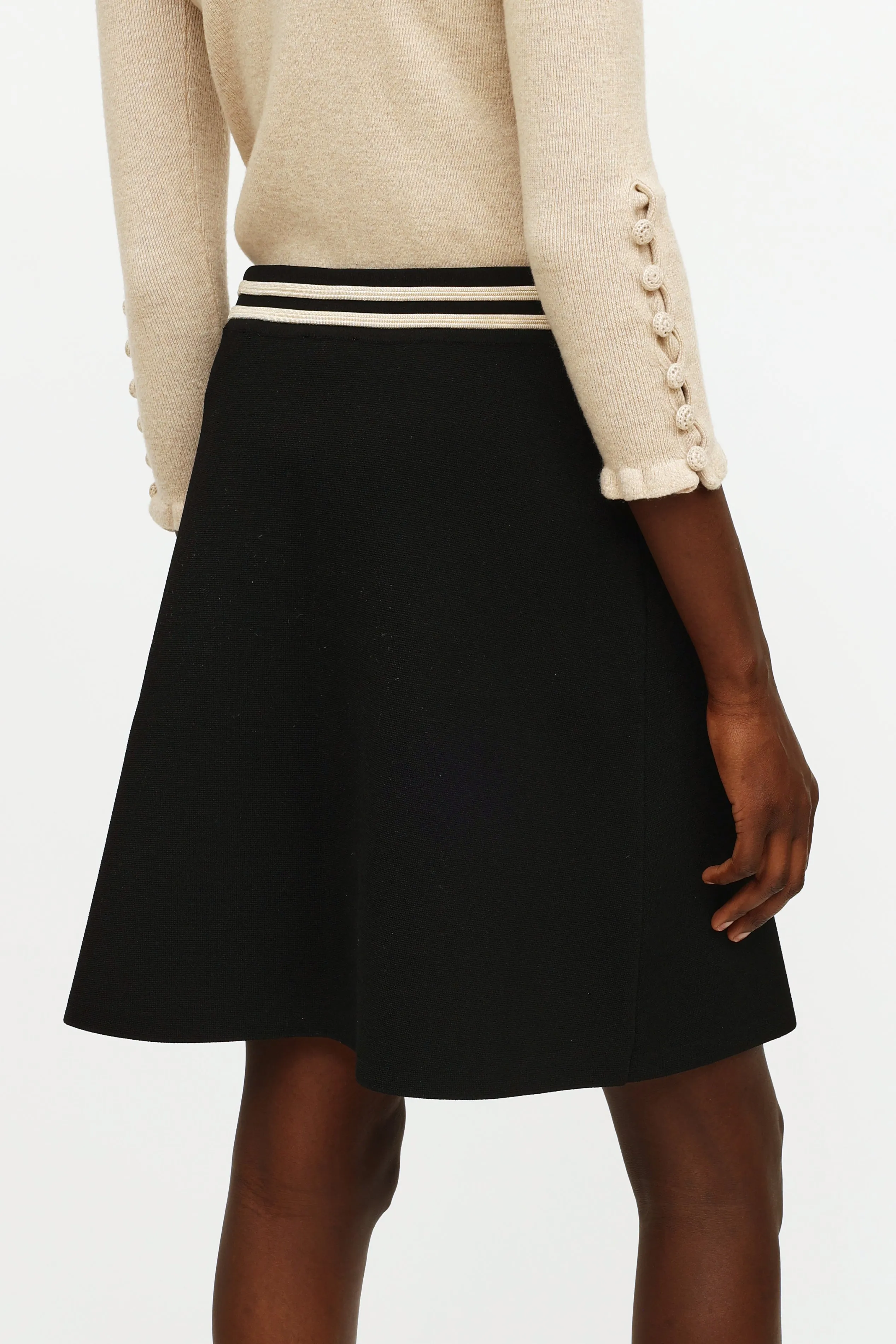 Black & Beige Knit Midi Skirt
