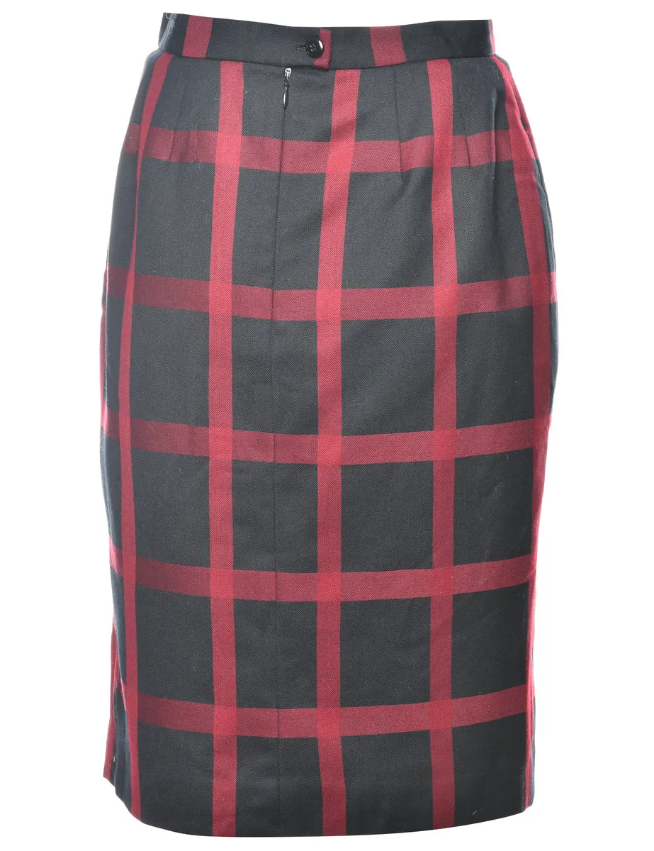 Checked Knee Length Skirt - S
