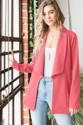 Coral Shawl Lapel Blazers