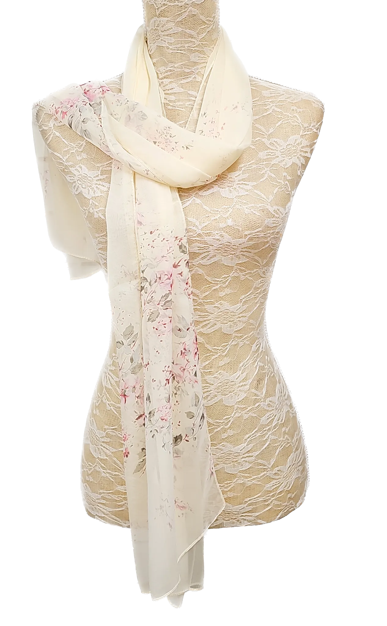 Delicate Flower Chiffon Scarf