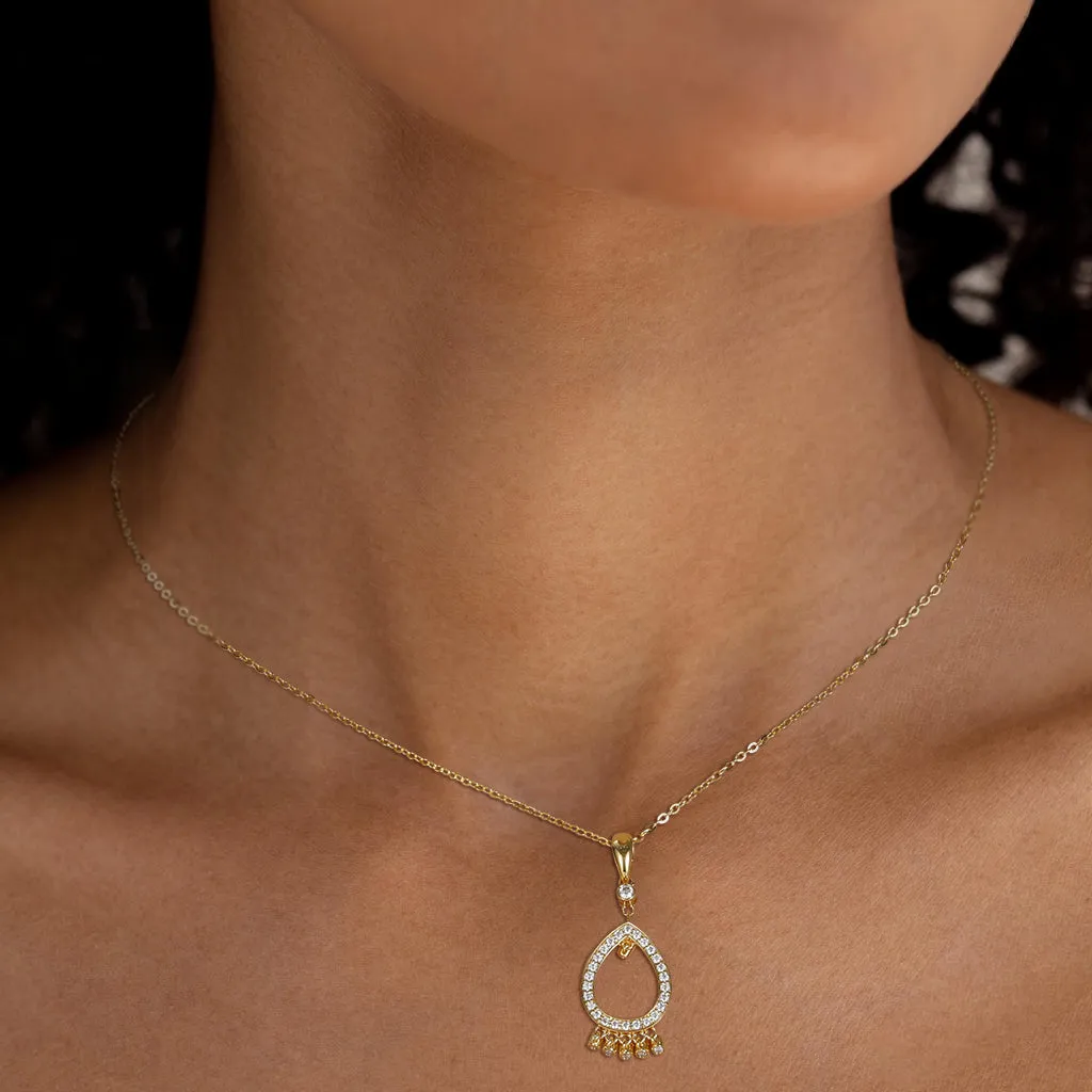 Delicate Moissanite Curved Gold Necklace