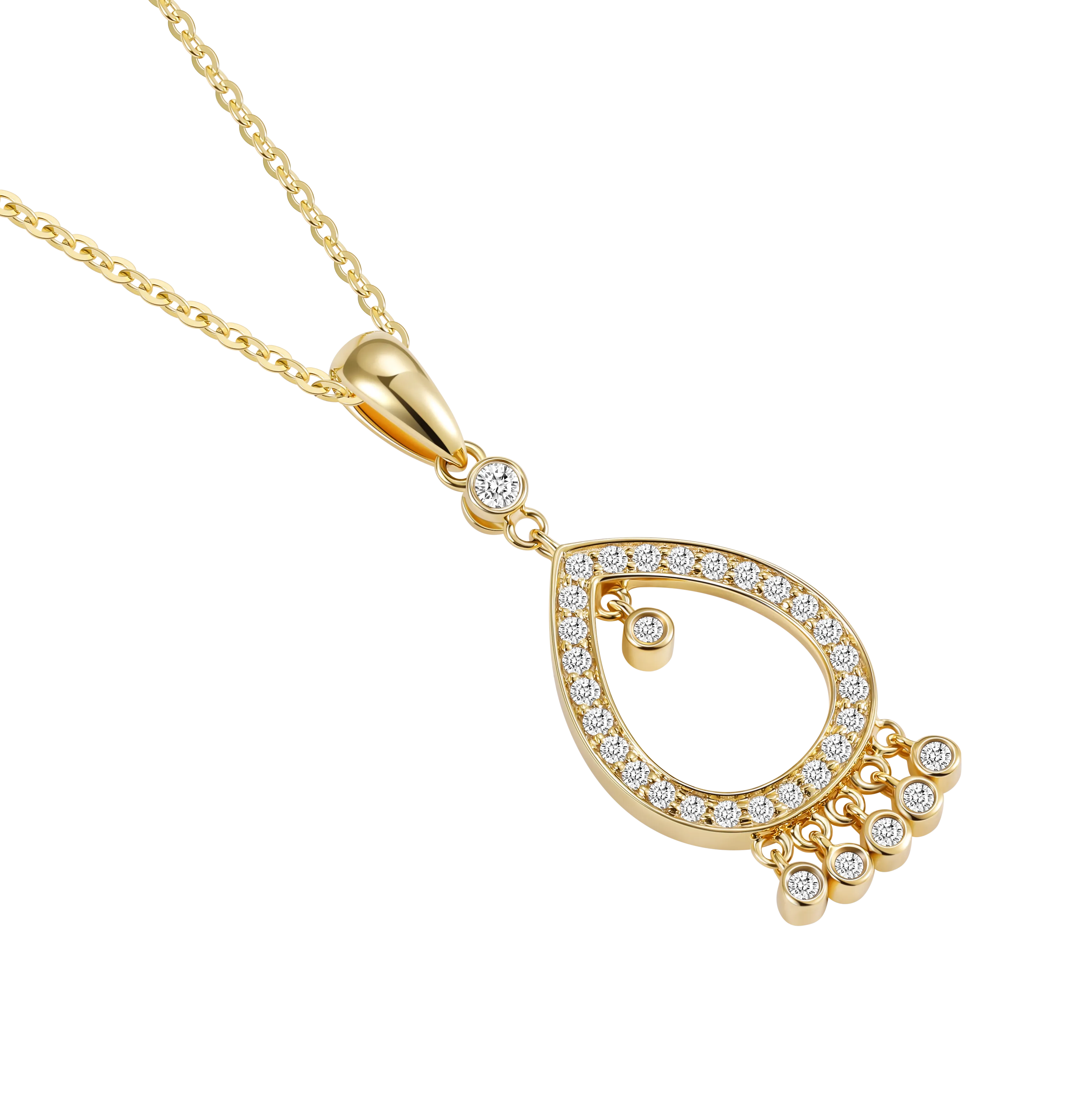 Delicate Moissanite Curved Gold Necklace