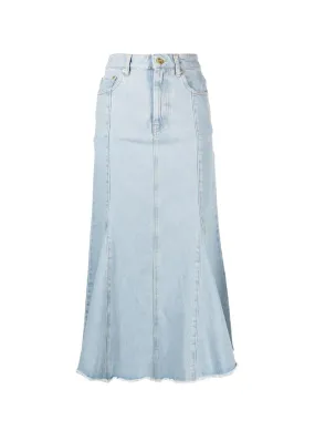 Denim Peplum Midi Skirt