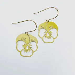 Denz | Mini Pansy Flower earrings in Yellow