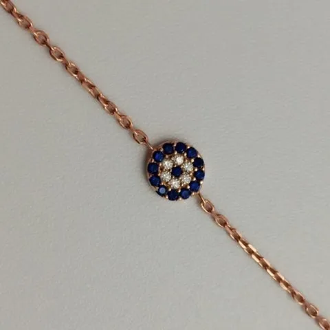 Evil Eye Rose Gold ( Eye Of Protection ) Fine Chain Bracelet