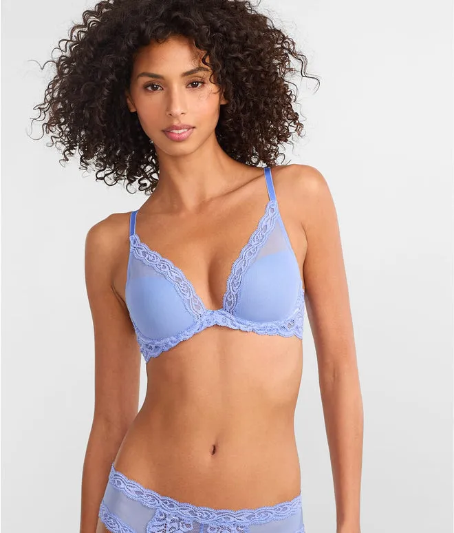 Feathers Plunge Bra - French Blue