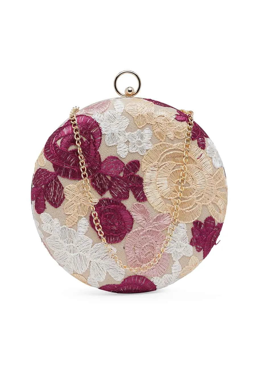 Floral Crochet Round Clutch