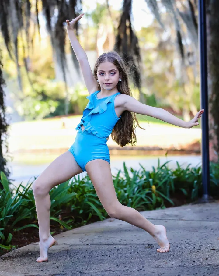 Girls Delicate Horizon Blue Leotard