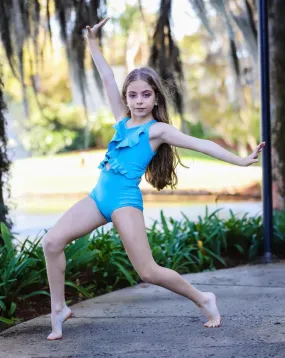 Girls Delicate Horizon Blue Leotard