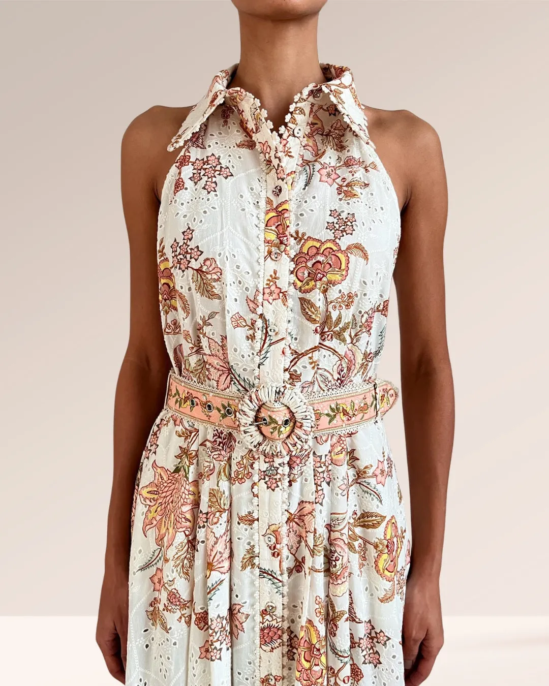 Hemant Niti Long Shirt Dress W/Buckle Belt