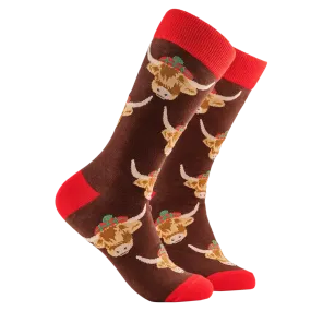 Highland Cow Socks | Brown