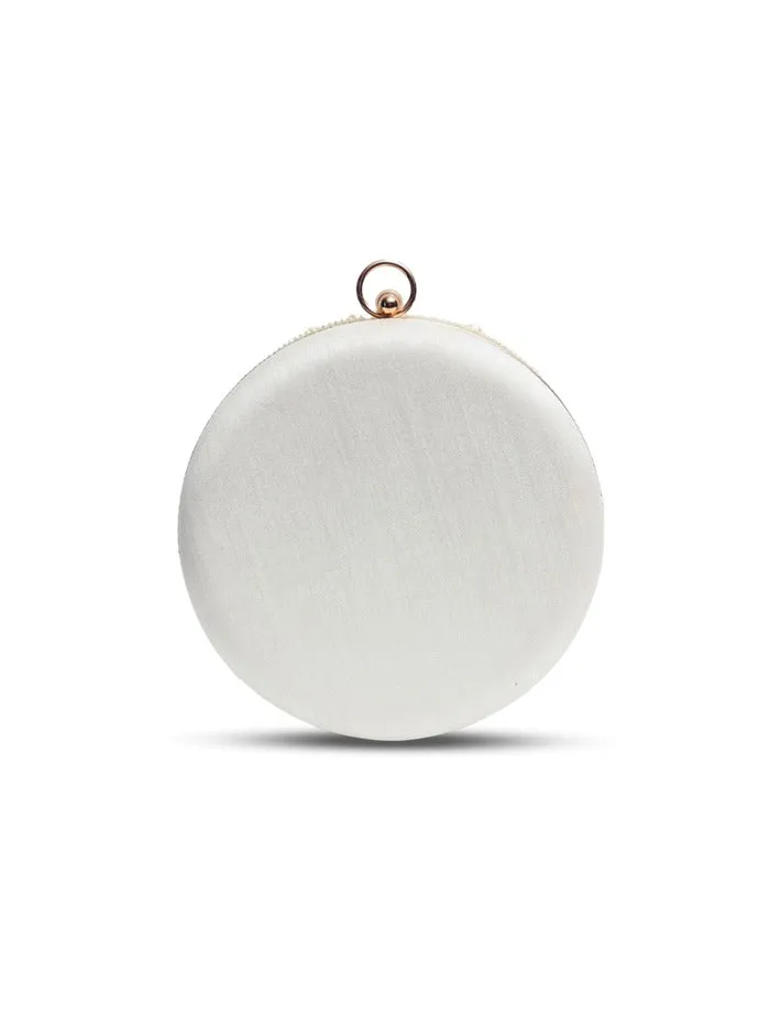 Mukta All White Pearl Hand Embroidered Clutch