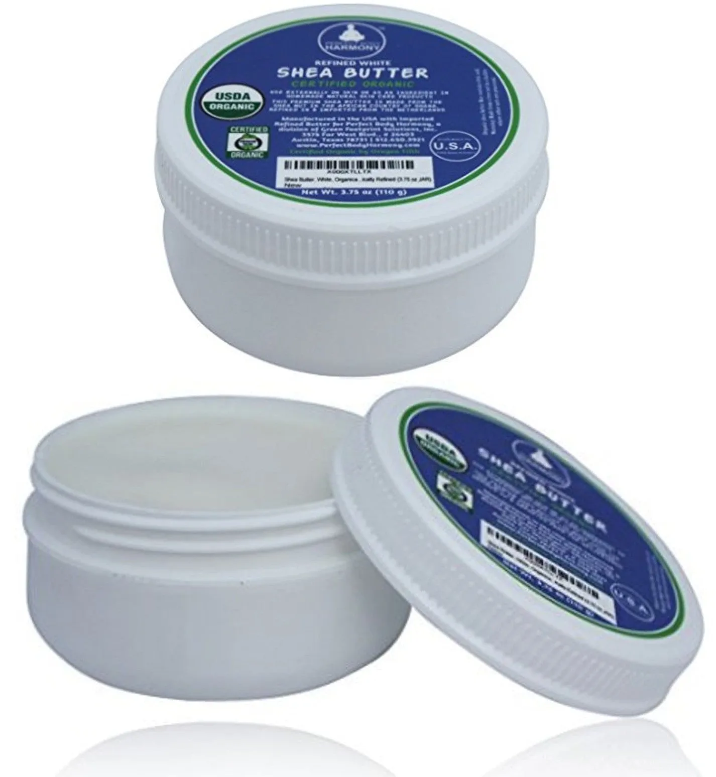 Refined Shea Butter - Certified Organic - Stark White - 3.75 oz Low Profile Jar