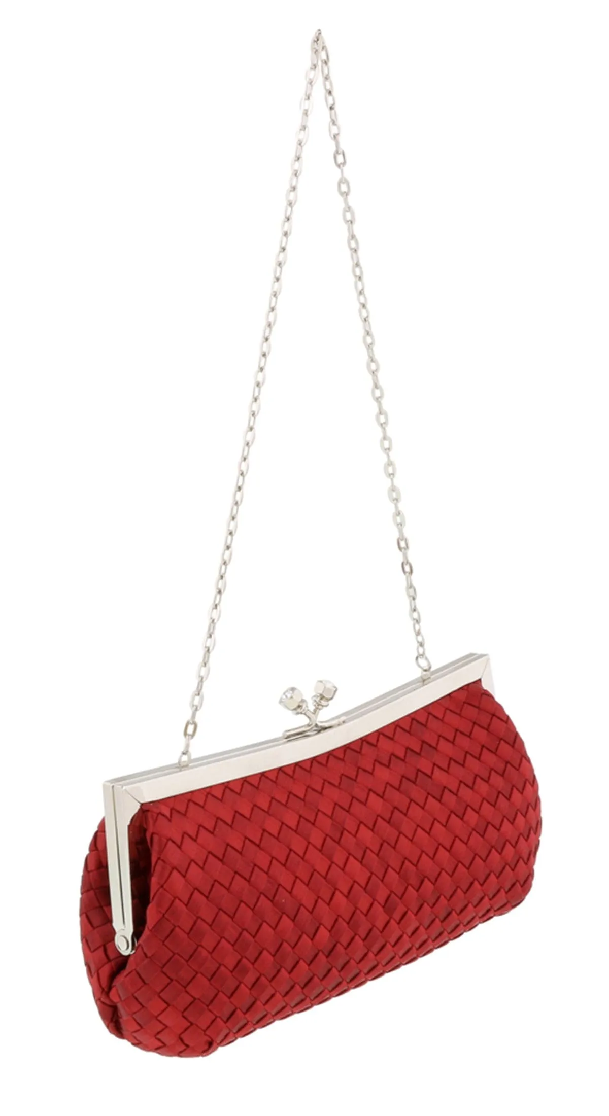 Scheilan  Red Fabric Weave Knot Clutch/Shoulder Bag