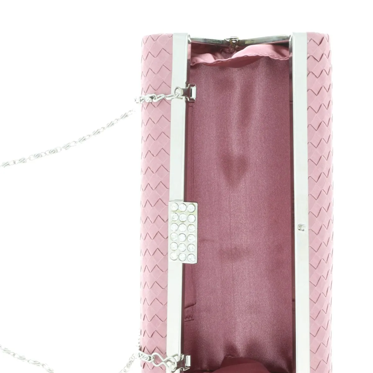 Scheilan  Rose Fabric Weave Box Clutch/Shoulder Bag