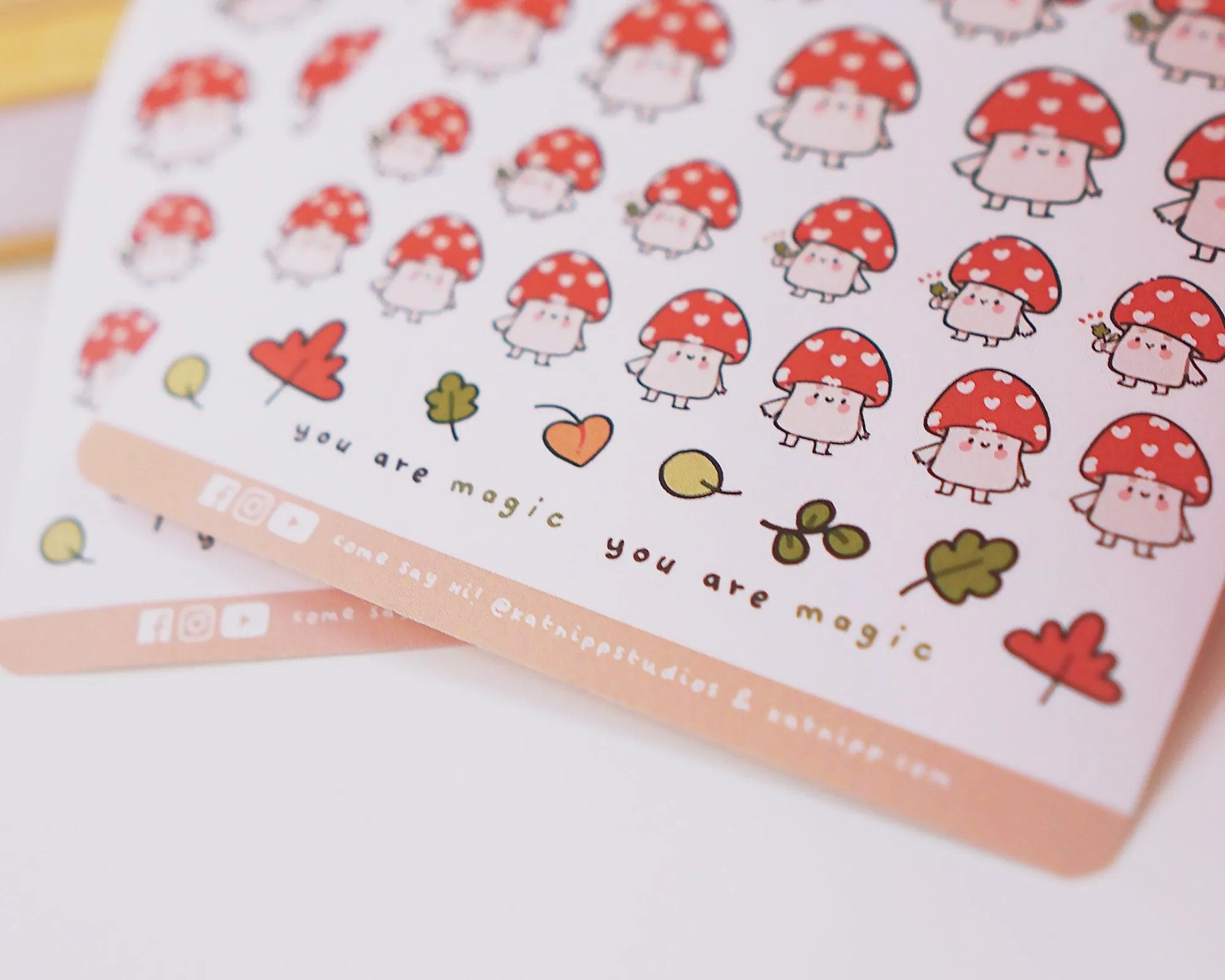 Shroomie the Mushroom Sticker Sheet | Whimsical Kawaii A6 Planner Stickers | Katnipp Stationery | SH 003