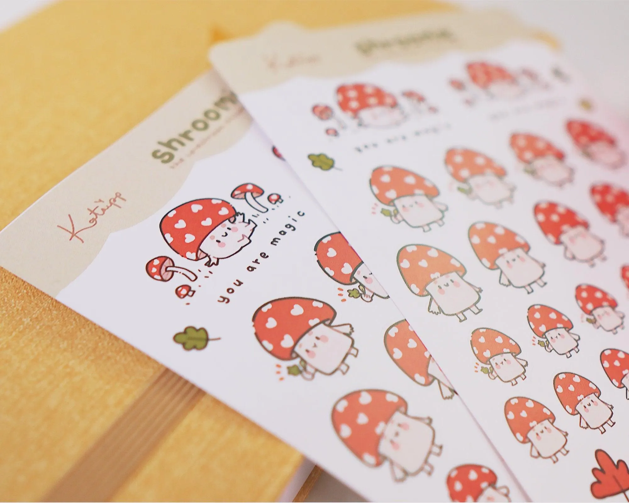 Shroomie the Mushroom Sticker Sheet | Whimsical Kawaii A6 Planner Stickers | Katnipp Stationery | SH 003