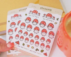 Shroomie the Mushroom Sticker Sheet | Whimsical Kawaii A6 Planner Stickers | Katnipp Stationery | SH 003