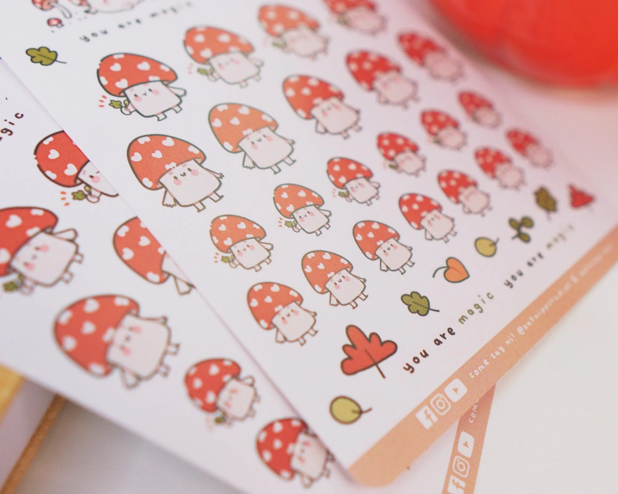 Shroomie the Mushroom Sticker Sheet | Whimsical Kawaii A6 Planner Stickers | Katnipp Stationery | SH 003