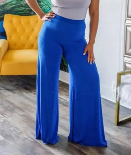 Slink Fabric Palazzo Pants-Blue