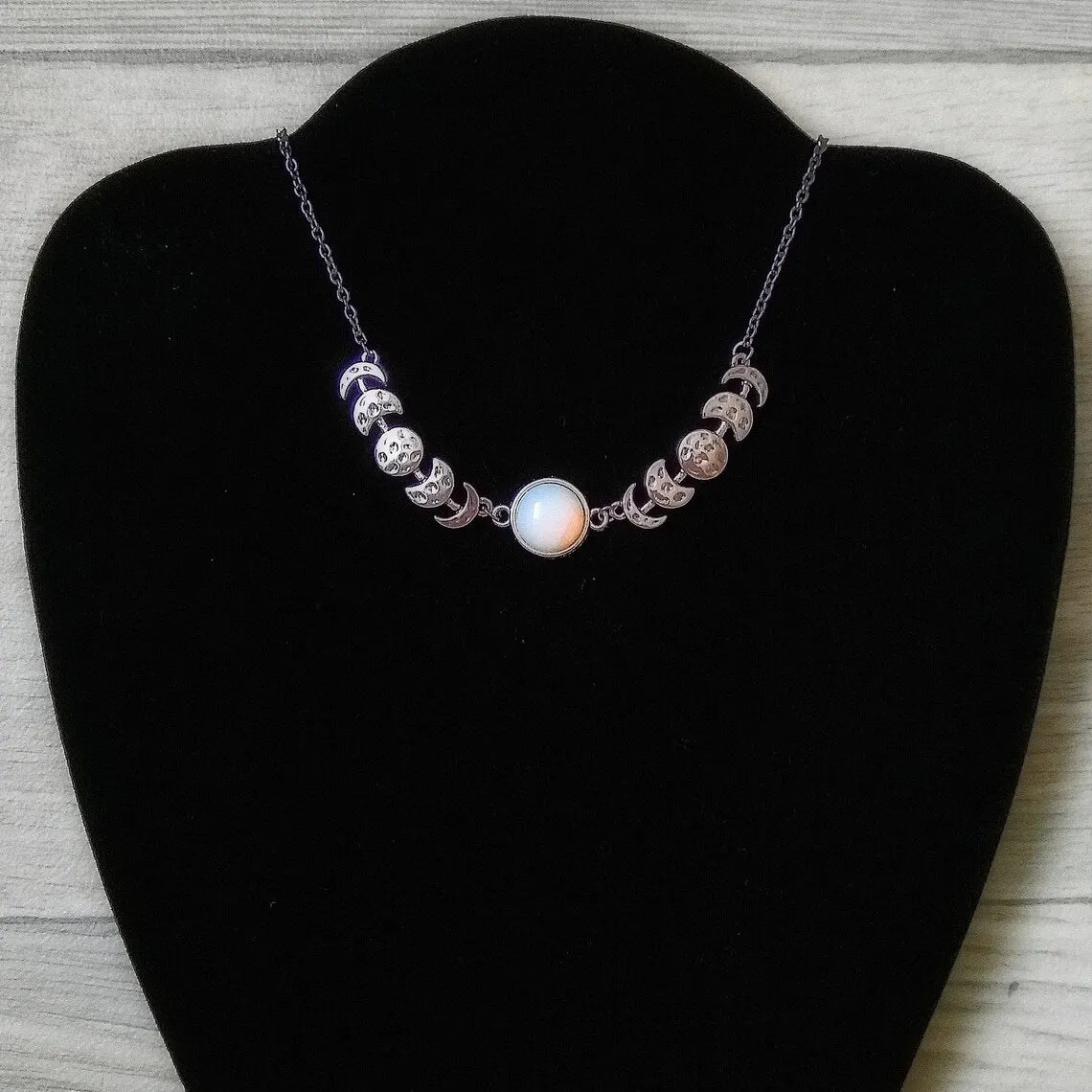 Sliver Moon Phase with Zircon Refined Necklace
