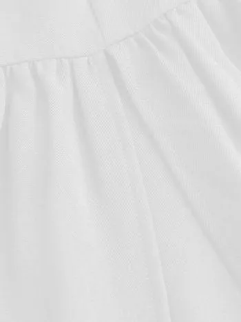 Solid elastic waist ruffle hem tiered hem midi skirt in white