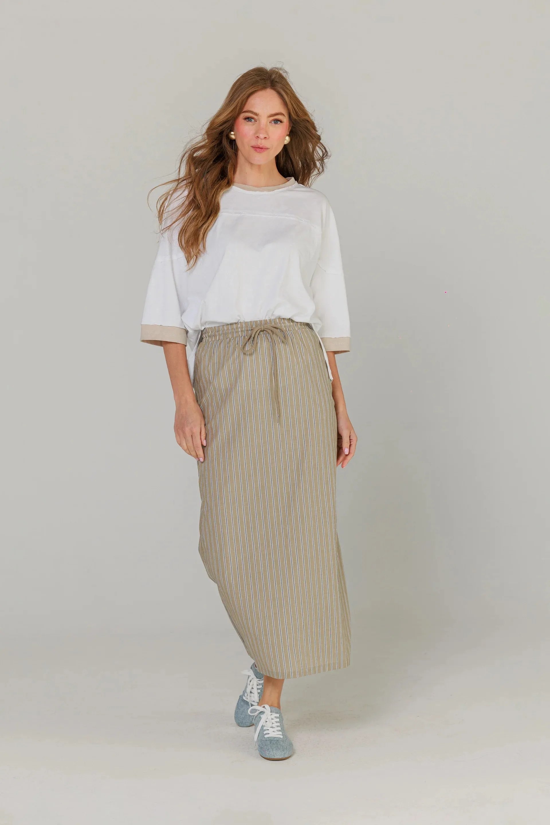 Tan Striped Skirt
