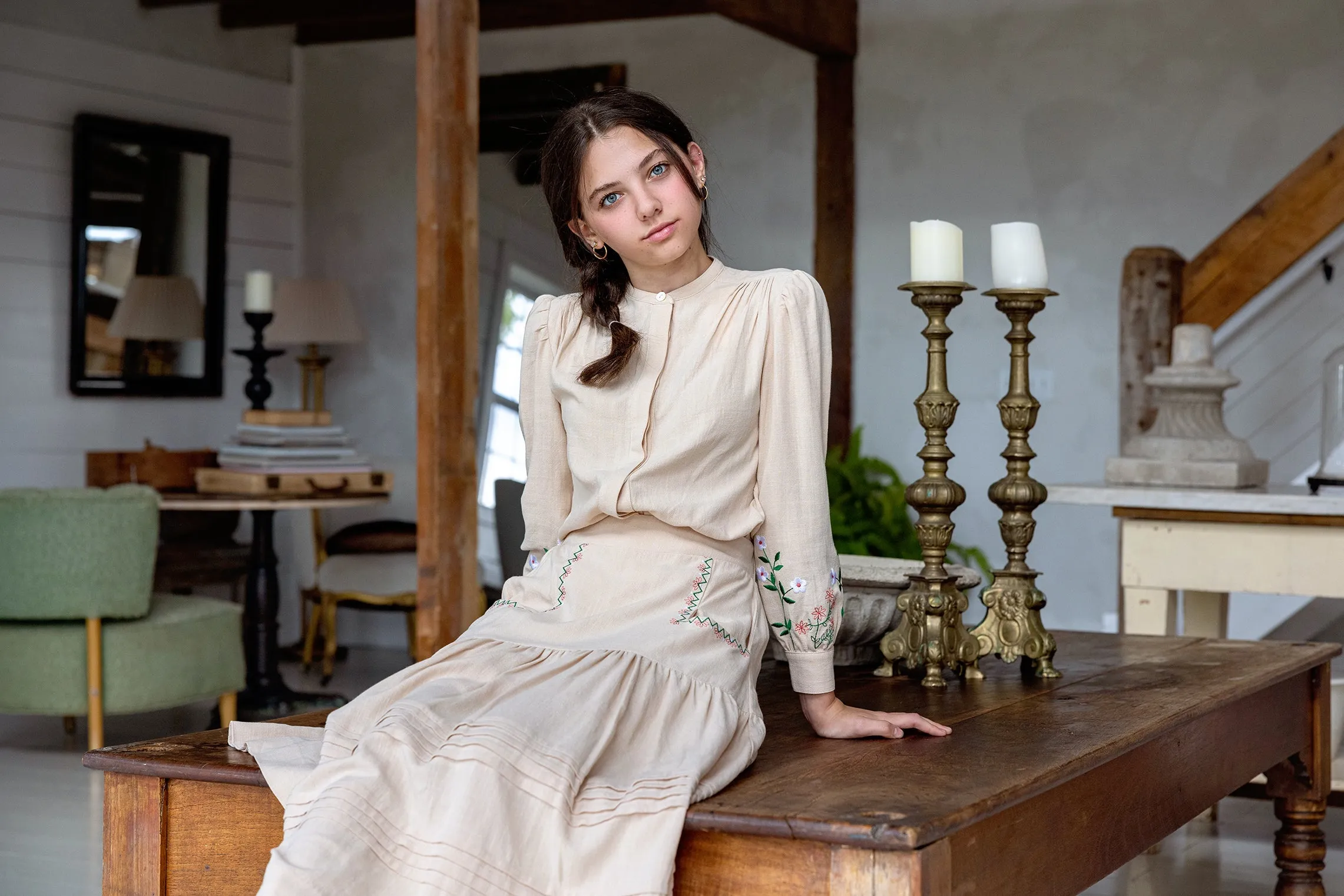 Teen Embroidered Two-Piece Set
