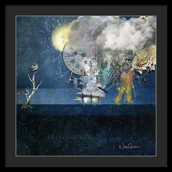 Up In The Clouds - Collage - Framed Print
