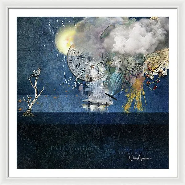 Up In The Clouds - Collage - Framed Print