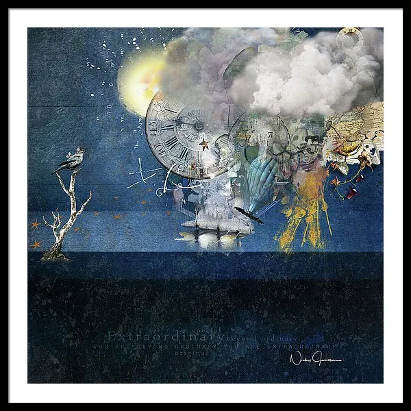 Up In The Clouds - Collage - Framed Print