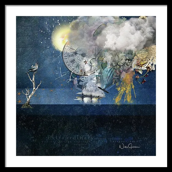 Up In The Clouds - Collage - Framed Print