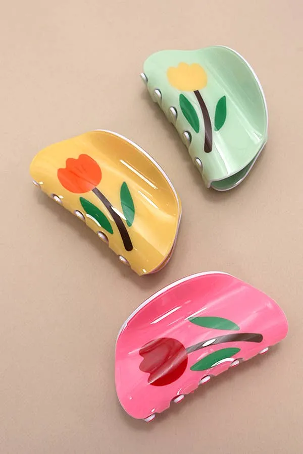 Whimsical Flower Round Hair Claw Clip