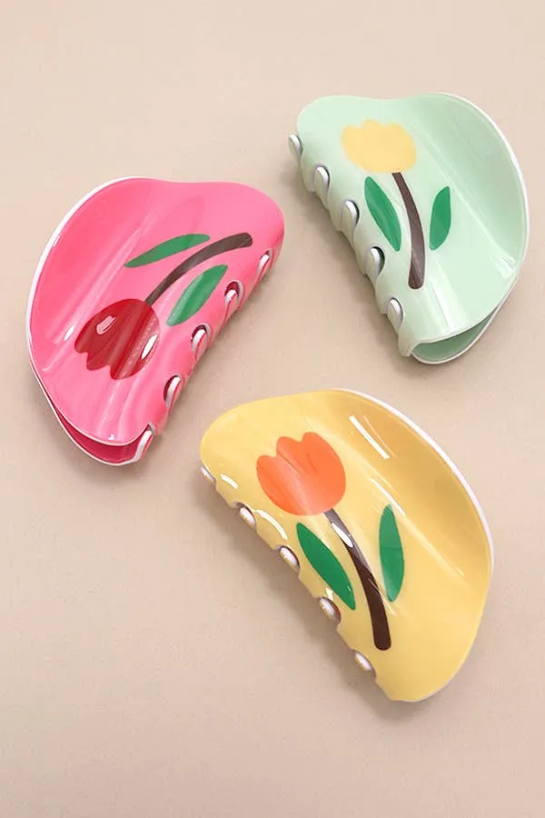 Whimsical Flower Round Hair Claw Clip