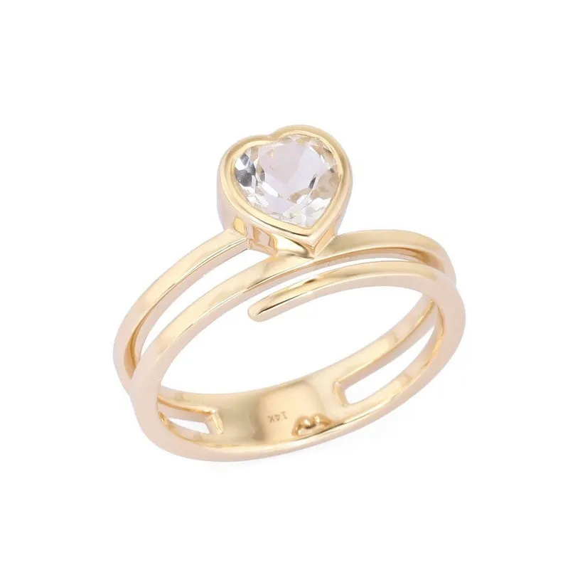 Whimsical Heart Topaz Diamond Wrap Ring
