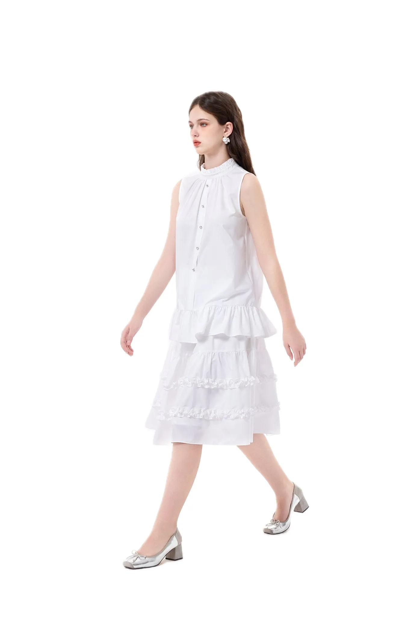 White Wooden Trim Range Shirt Half Skirt