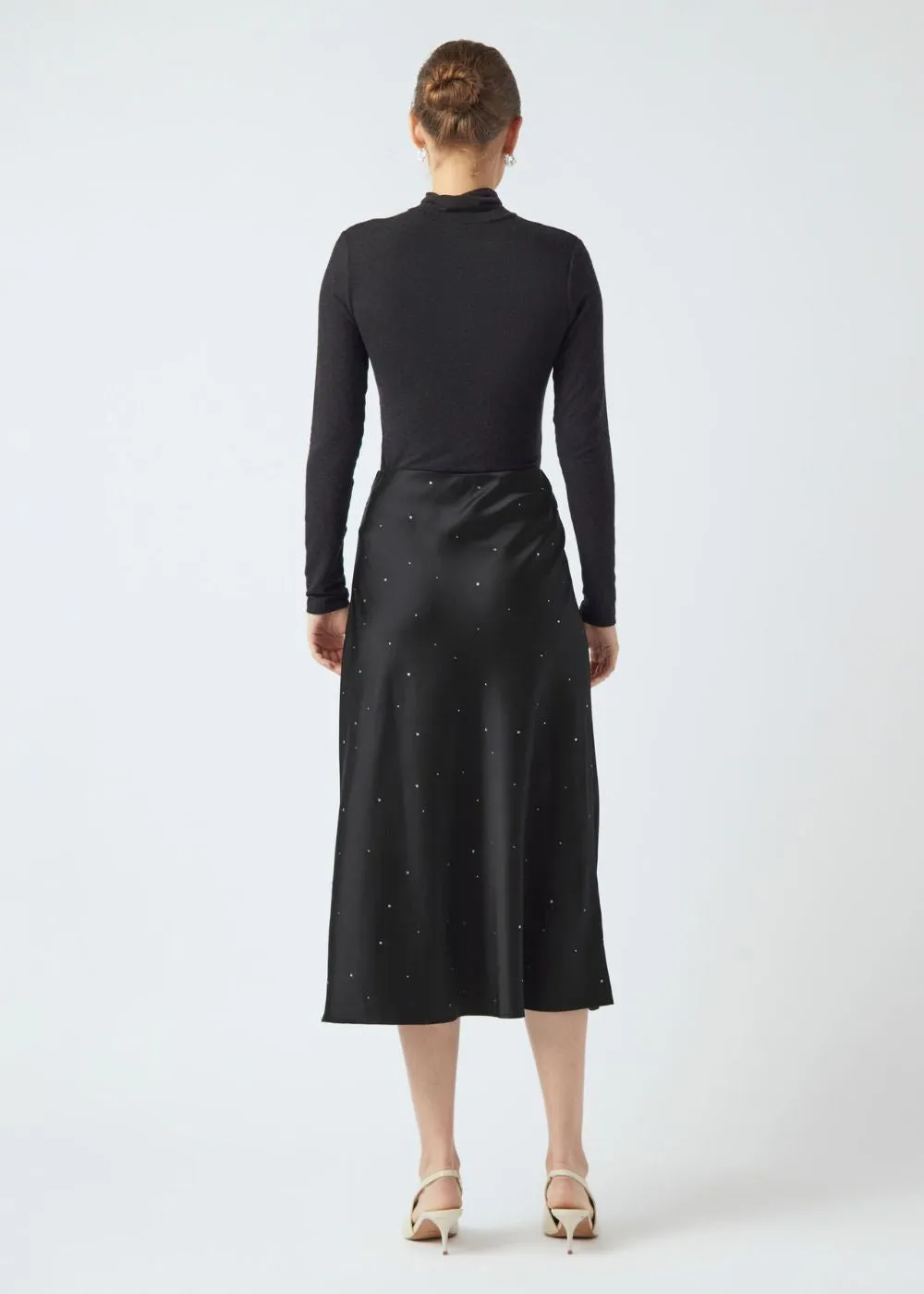 YASPELLA RHINESTONE HW MIDI SKIRT