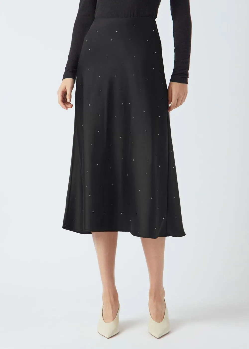 YASPELLA RHINESTONE HW MIDI SKIRT